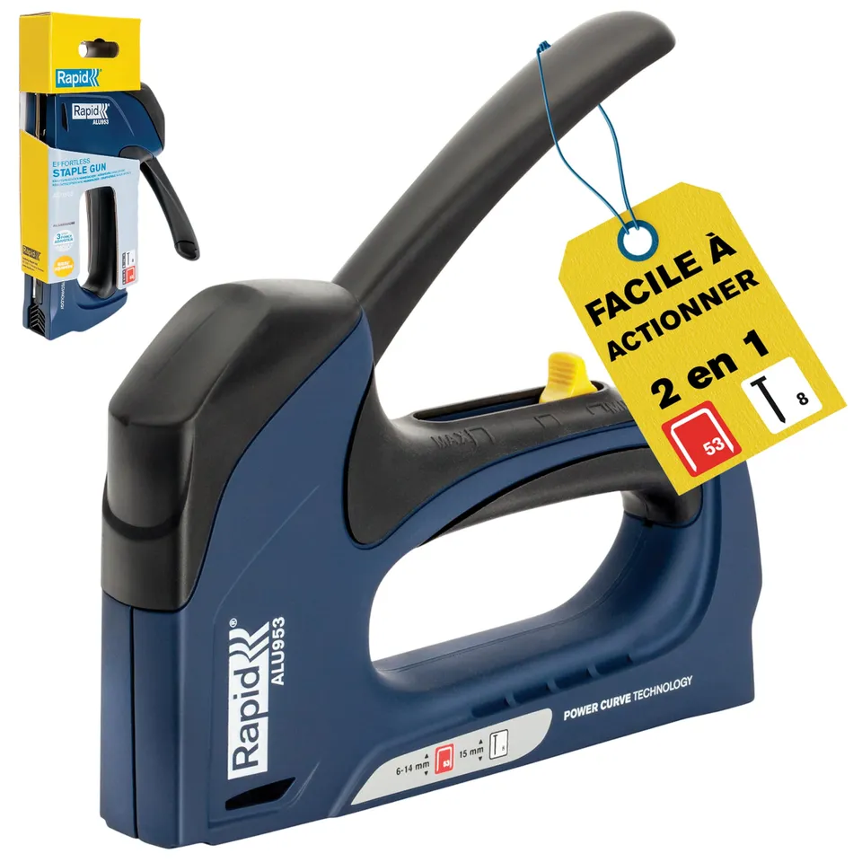 Rapid’os 16 Agrafage ALU953 agrafeuse manuelle tissus, agrafes n°53