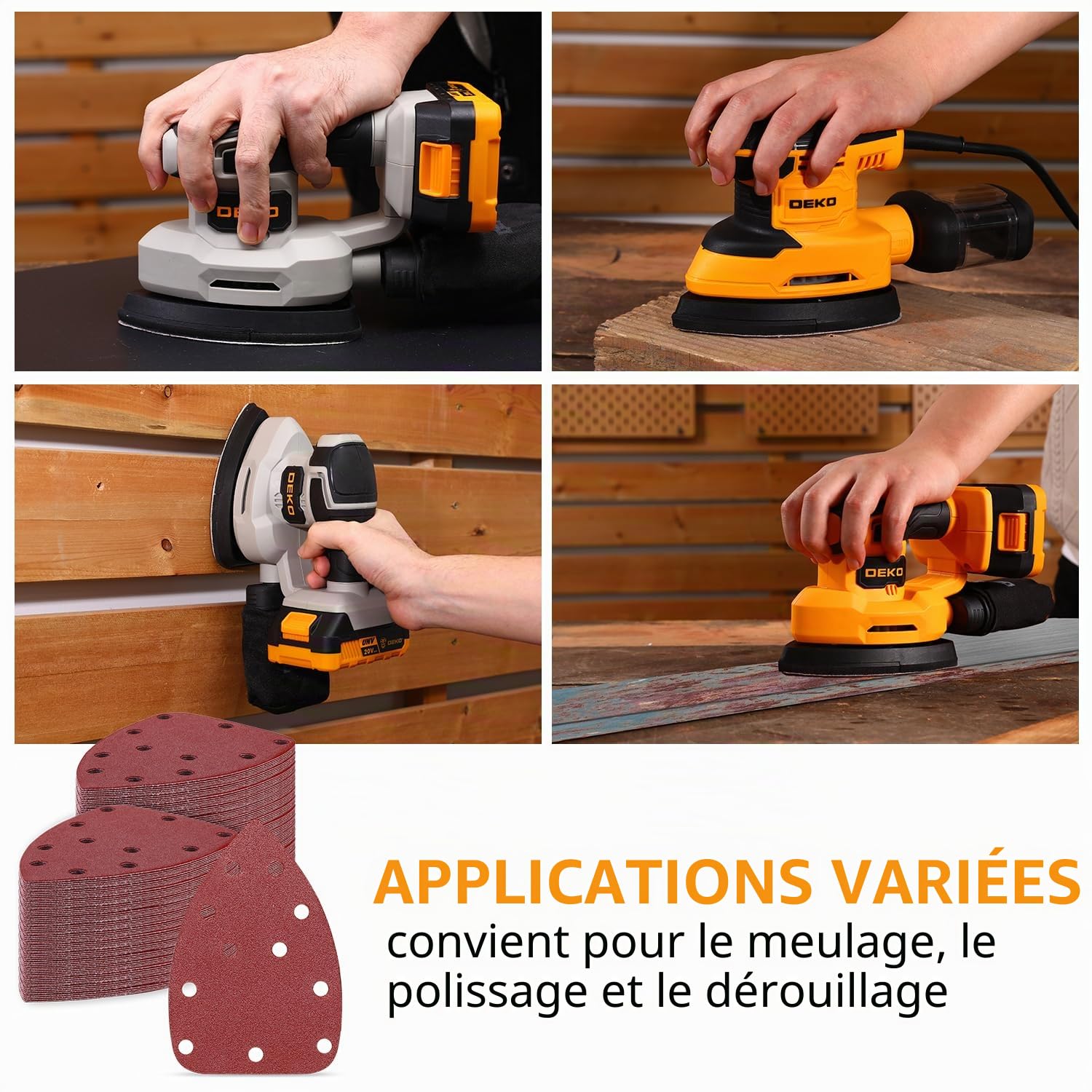DEKOPRO POWER TOOLS papier abrasif triangulaire 50 pièces grains 40 à 240