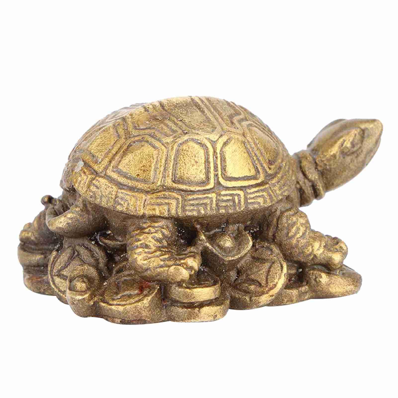 Omabeta Home Décor & Bathroom Décor tortue Feng Shui en laiton sculpture décorative