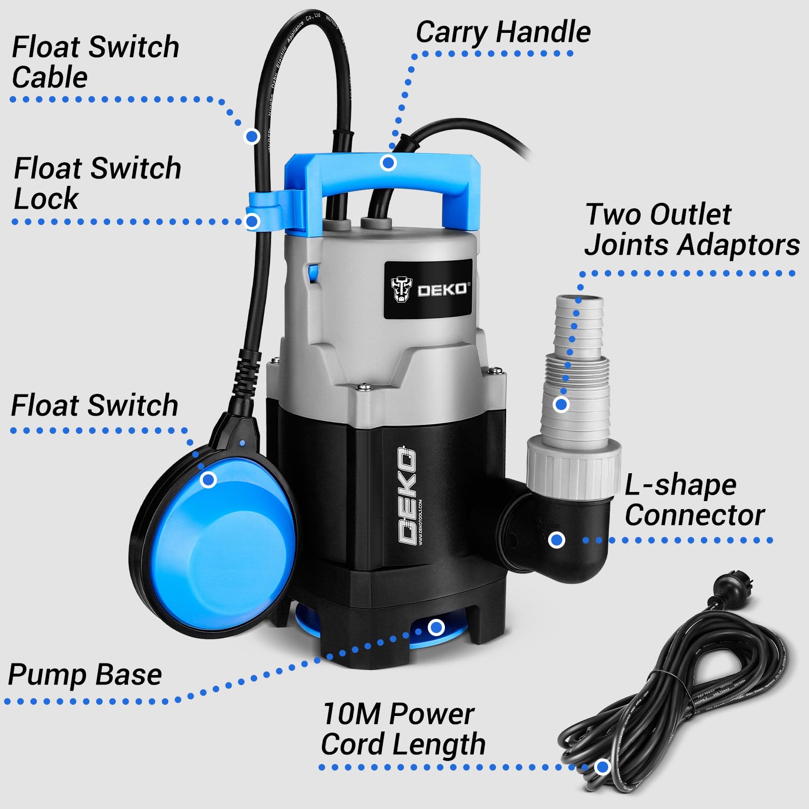 DEKOPRO SUMP PUMP pompe submersible 400 W, 8 000 l/h avec flotteur