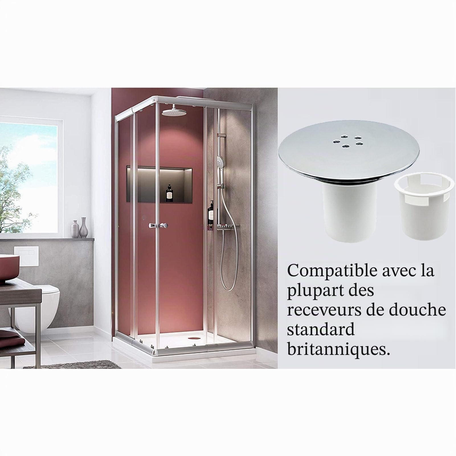 Omabeta Home Décor & Bathroom Décor couvercle de bonde de douche chromé 90 mm