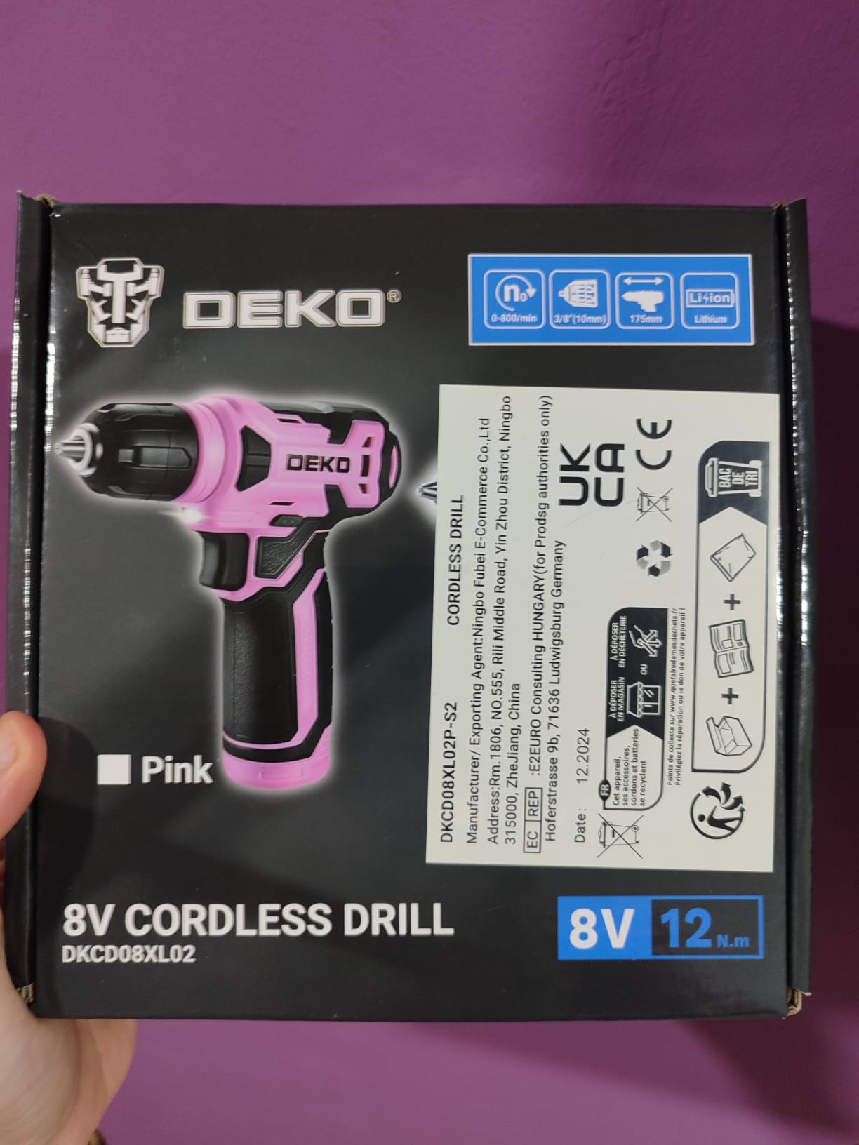 DEKOPRO POWER TOOLS Perceuse-visseuse sans fil 8 V bleue, 42 accessoires