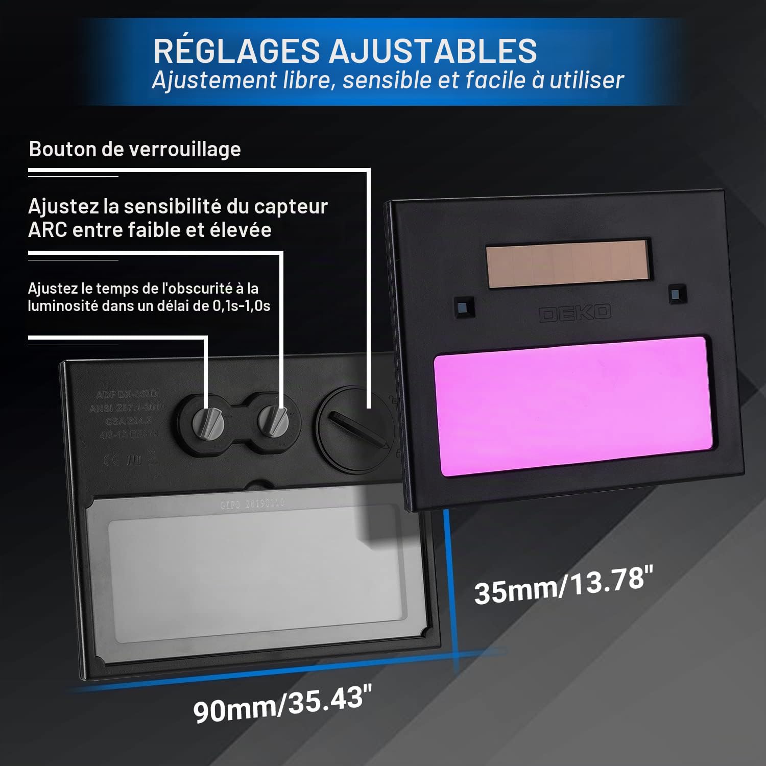 DEKOPRO WELDING HELMET casque de soudage automatique solaire teinte 4/9–13