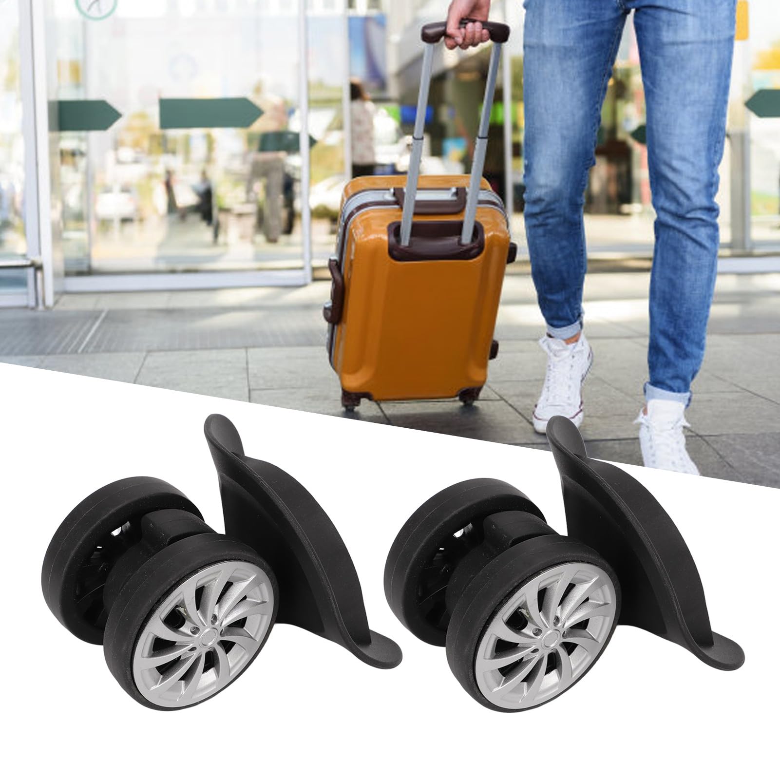 Omabeta Fashion Accessories & Umbrellas roues de valise en nylon noires, lot de 2