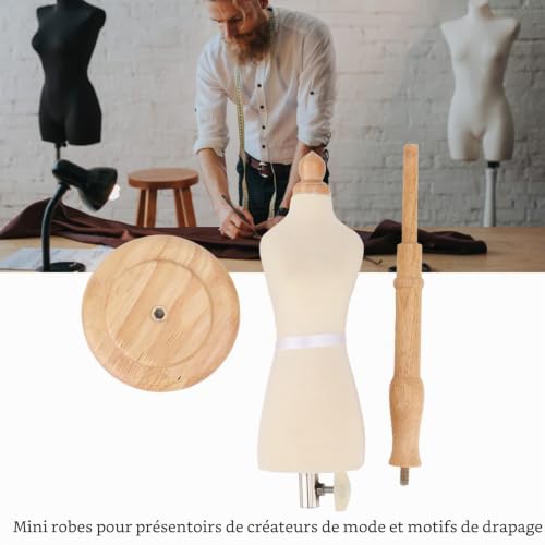 Omabeta Toys & Games mannequin de couture miniature base ronde en bois de hêtre naturel