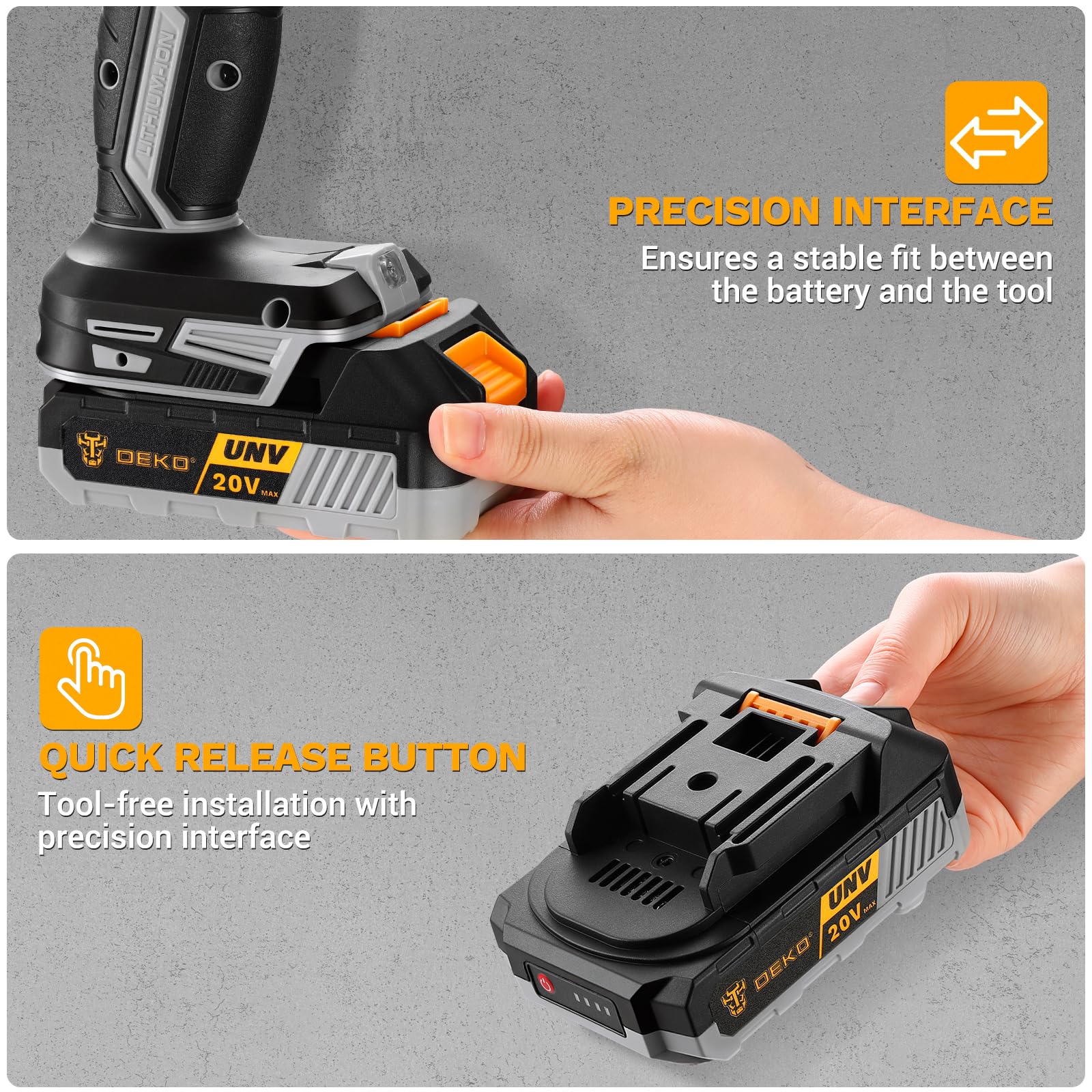 DEKOPRO POWER TOOLS batterie lithium-ion 20 V 2 000 mAh pour outils sans fil