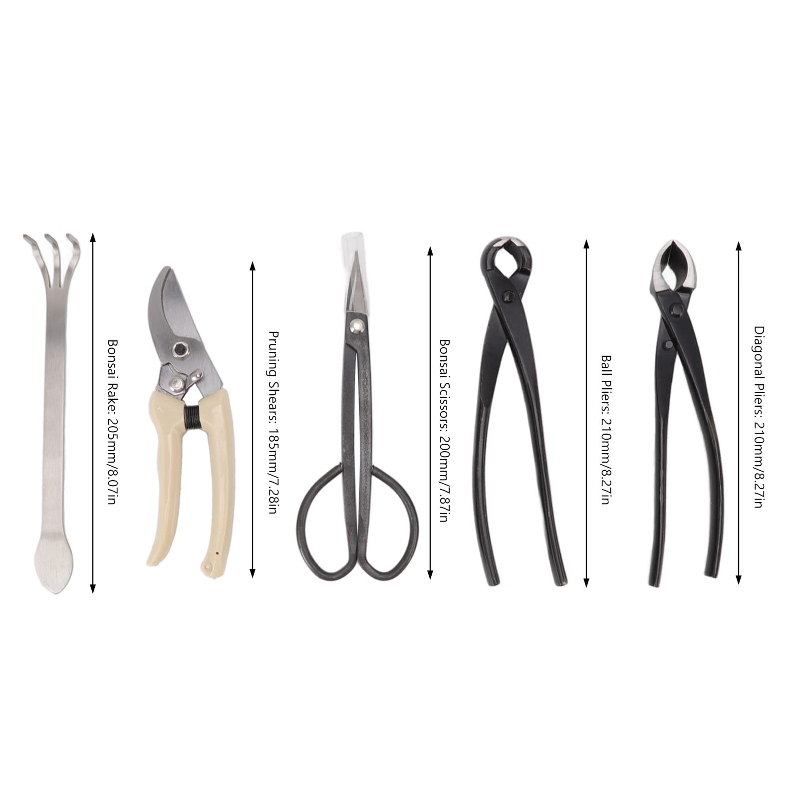 Omabeta Kit d'outils de Jardin 5 pcs sécateurs bonsaï acier