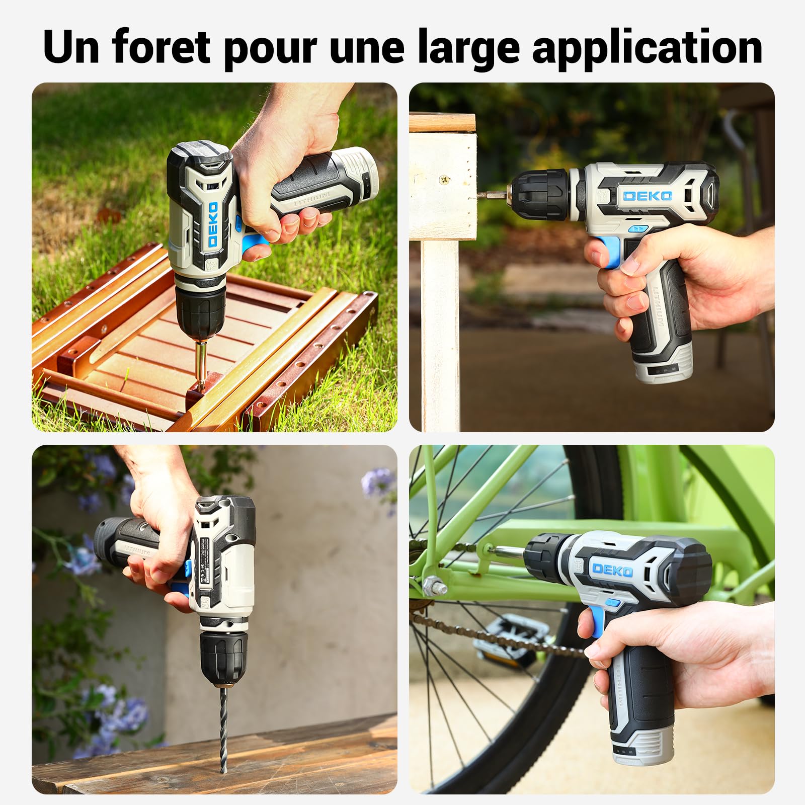 DEKOPRO TOOL KIT 238 pièces caisse à outils avec visseuse 12 V bleue