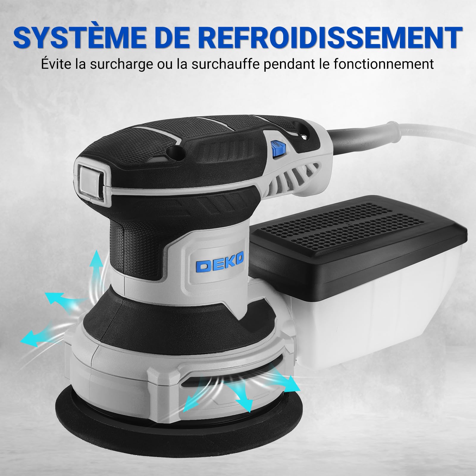 DEKOPRO POWER TOOLS Ponceuse excentrique 300 W 125 mm avec bac à poussière
