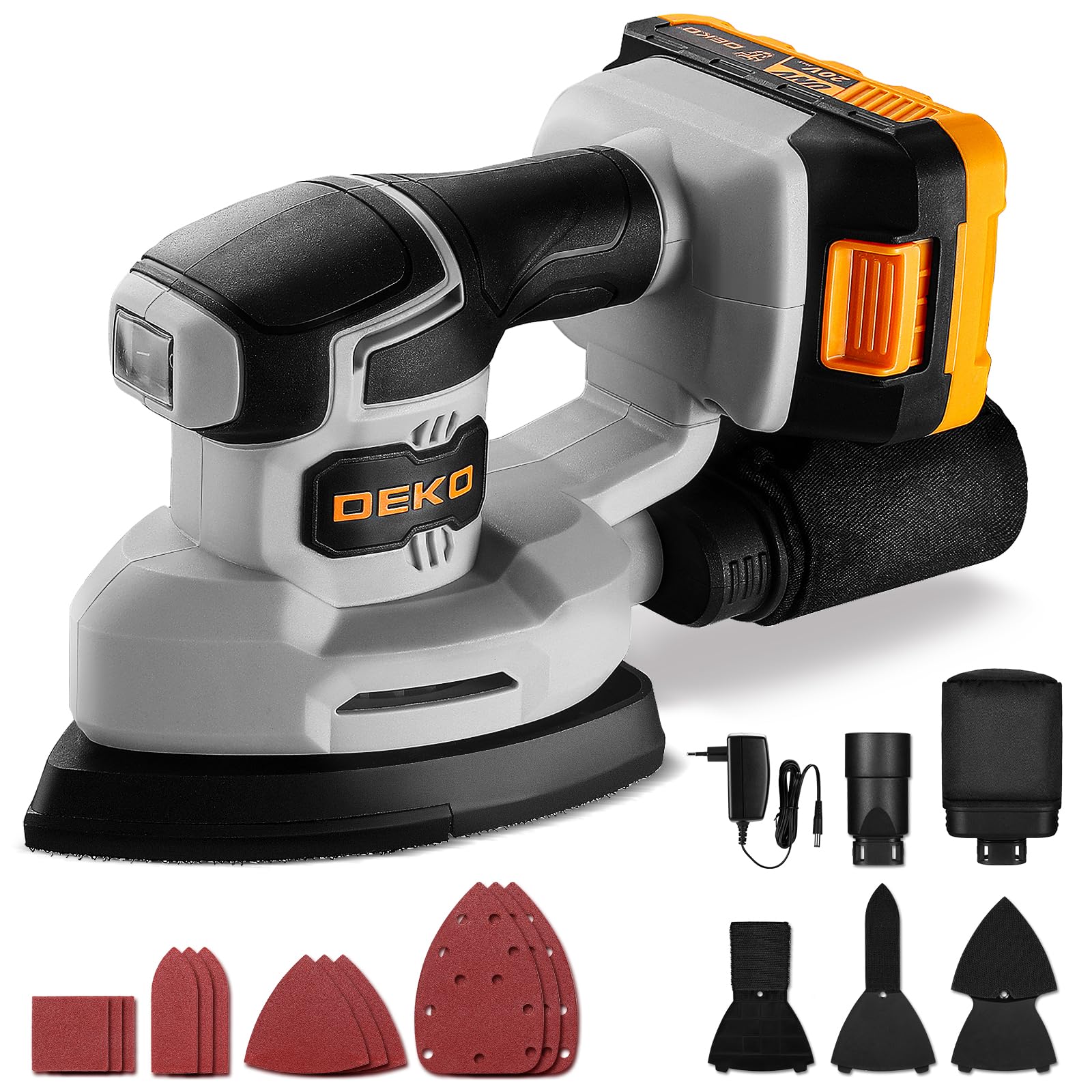 DEKOPRO POWER TOOLS ponceuse delta sans fil 20 V 13000 tr/min avec dépoussiéreur