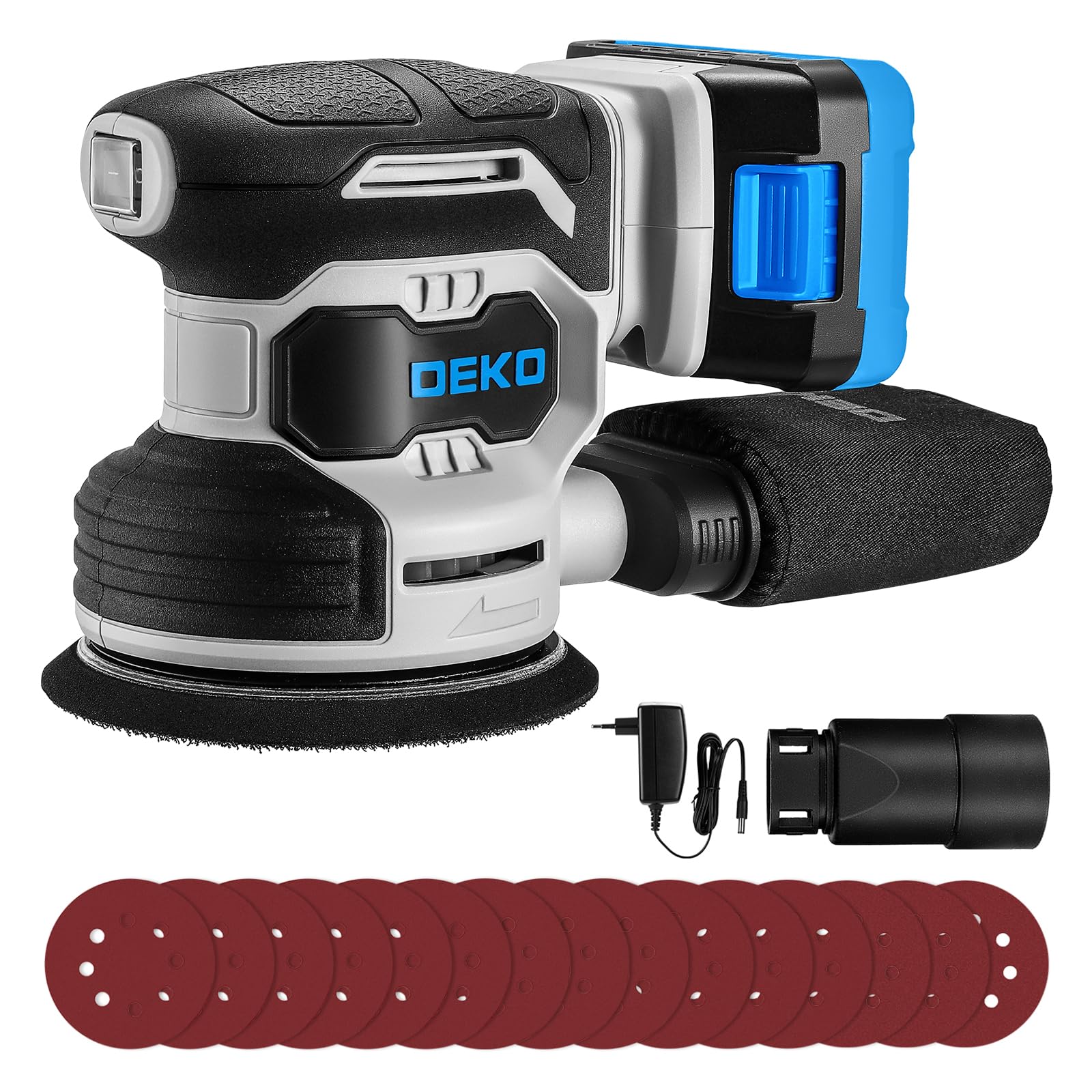 DEKOPRO POWER TOOLS ponceuse excentrique 20 V 125 mm bleue