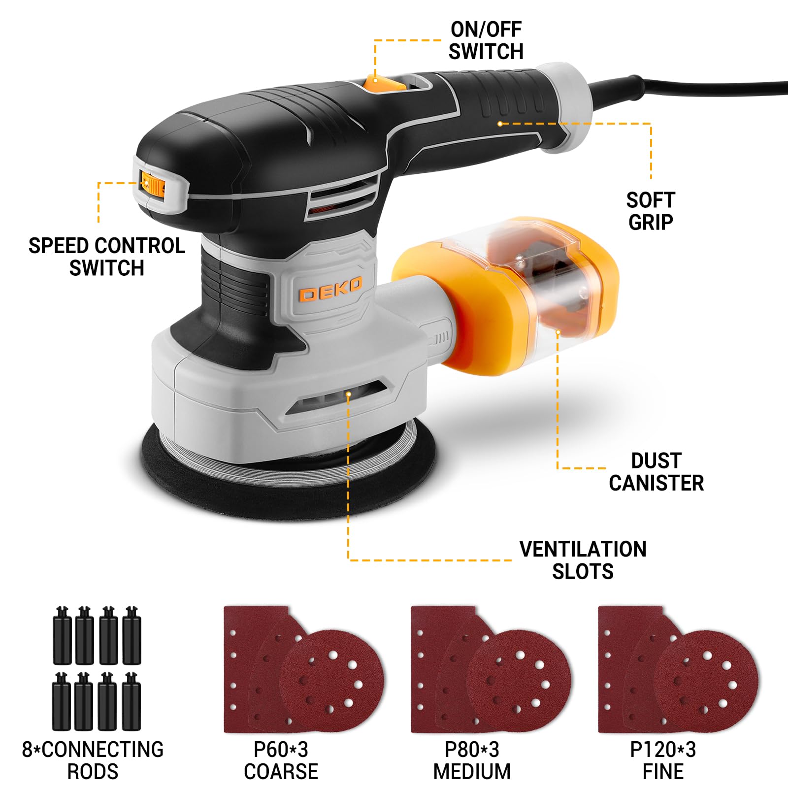 DEKOPRO POWER TOOLS ponceuse multifonction 300 W 6 vitesses