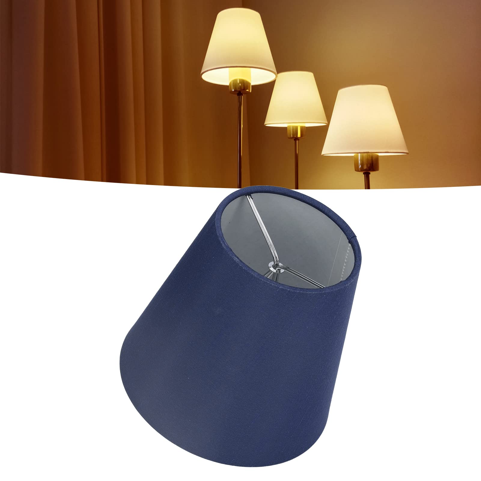 Omabeta Flashlights & Lighting abat-jour E14 bleu foncé, lot de 6, tissu et fer