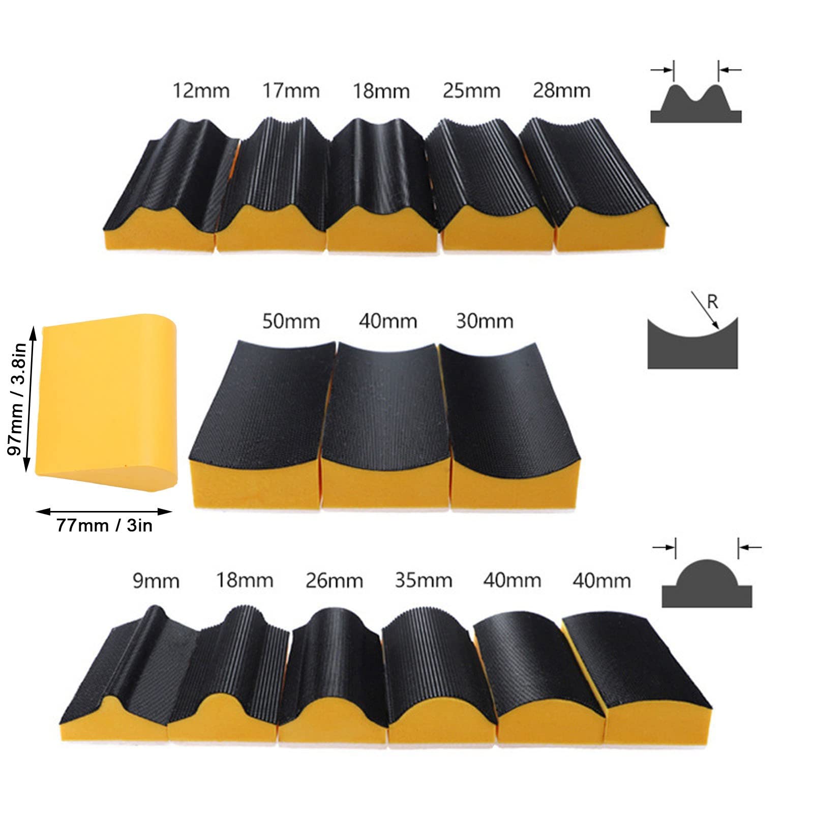 Omabeta Tools & Workshop Equipment blocs de ponçage auto-adhésifs, lot de 16, formes variées