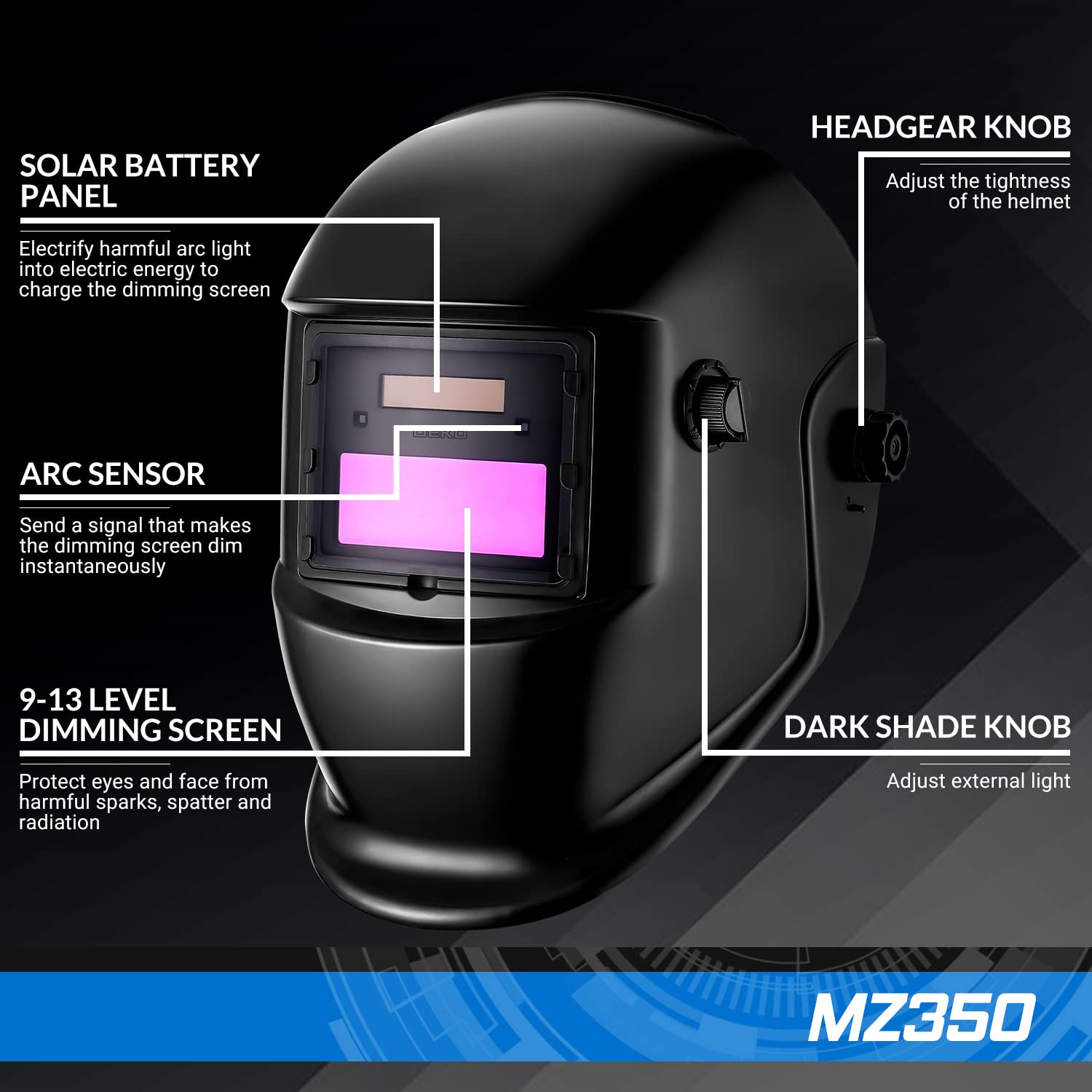 DEKOPRO WELDING HELMET casque de soudage automatique solaire teinte 4/9–13