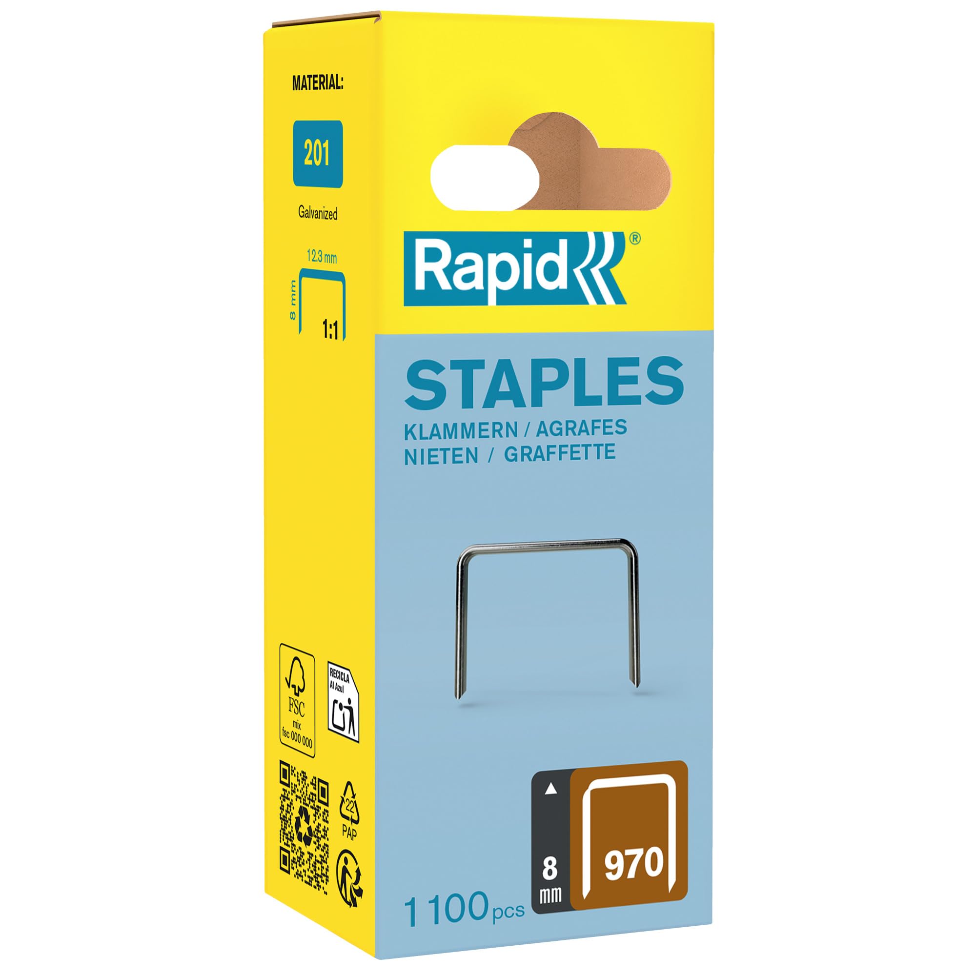 Rapid’os 16 Agrafage n°970 agrafes 8 mm, 1120 pièces galvanisées