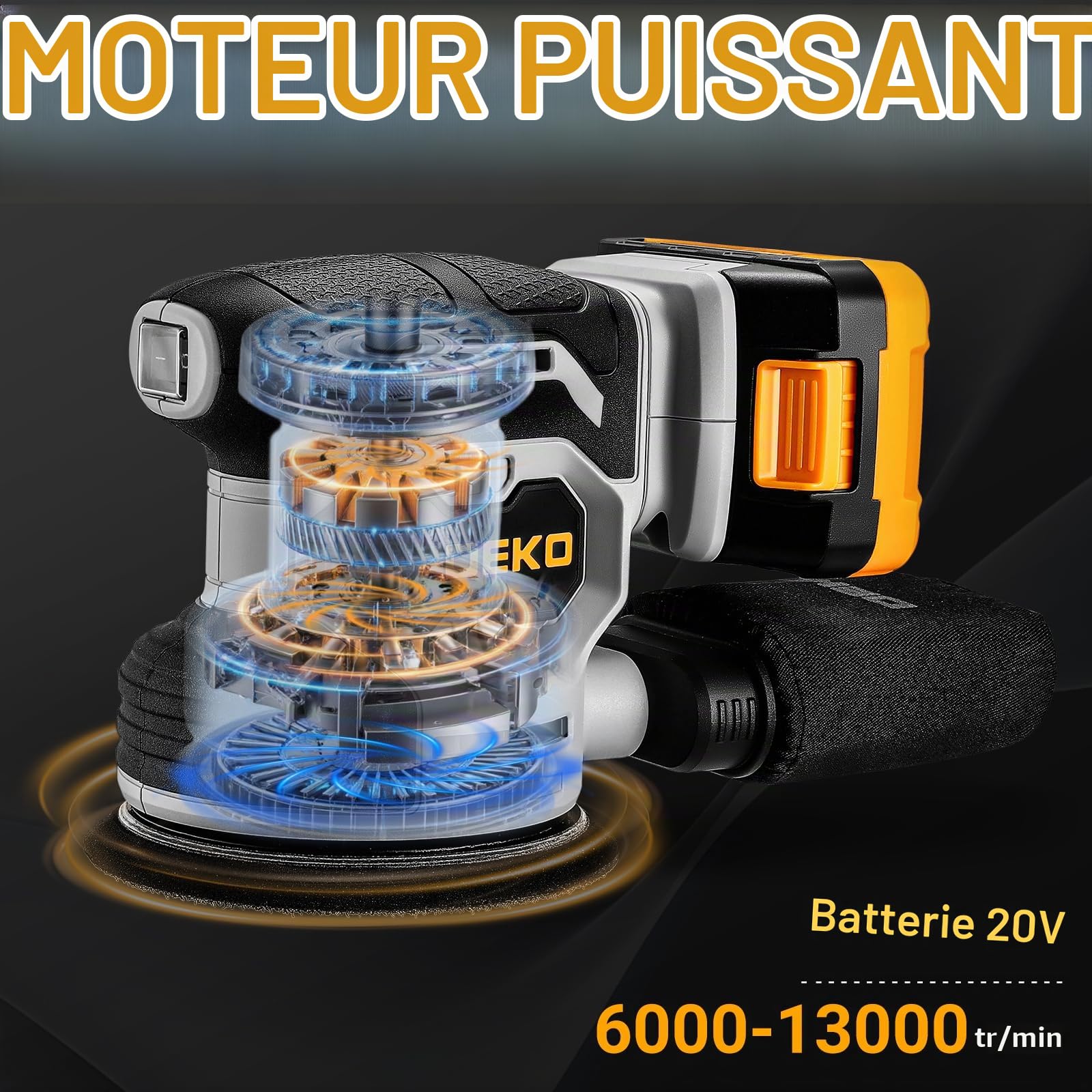 DEKOPRO POWER TOOLS ponceuse excentrique 20V 125 mm sans fil